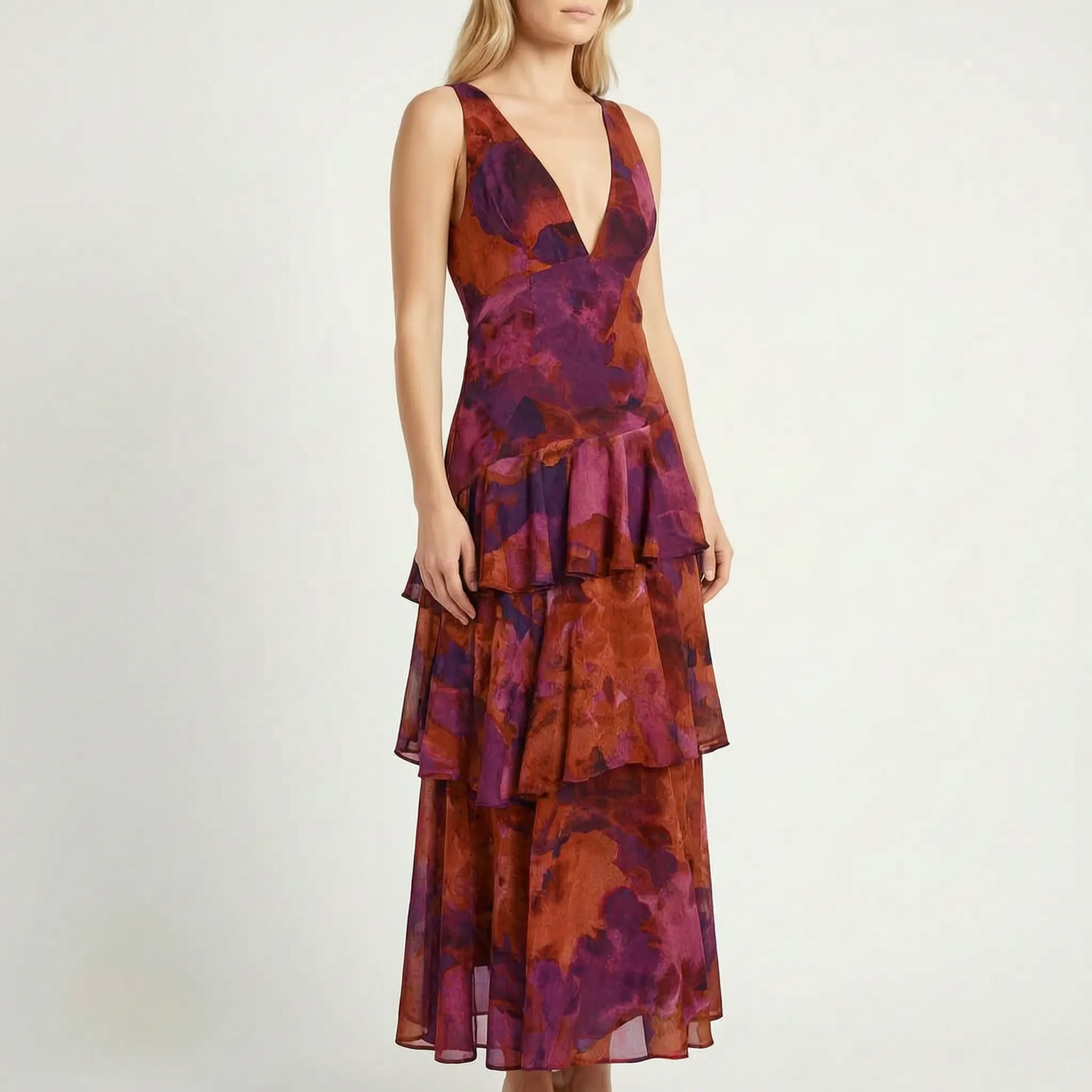 Ada  - Sleeveless Tiered Maxi Dress