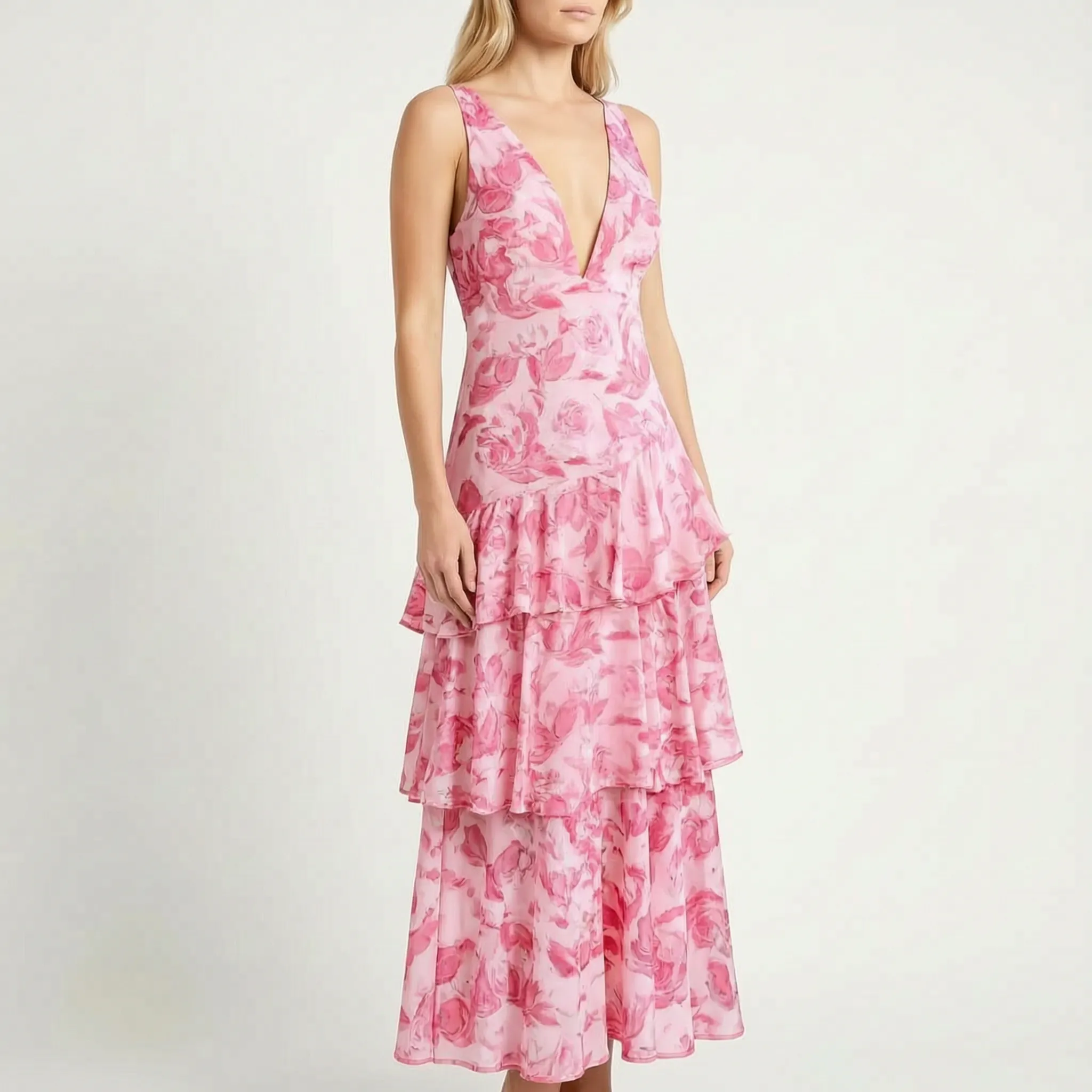 Ada  - Sleeveless Tiered Maxi Dress