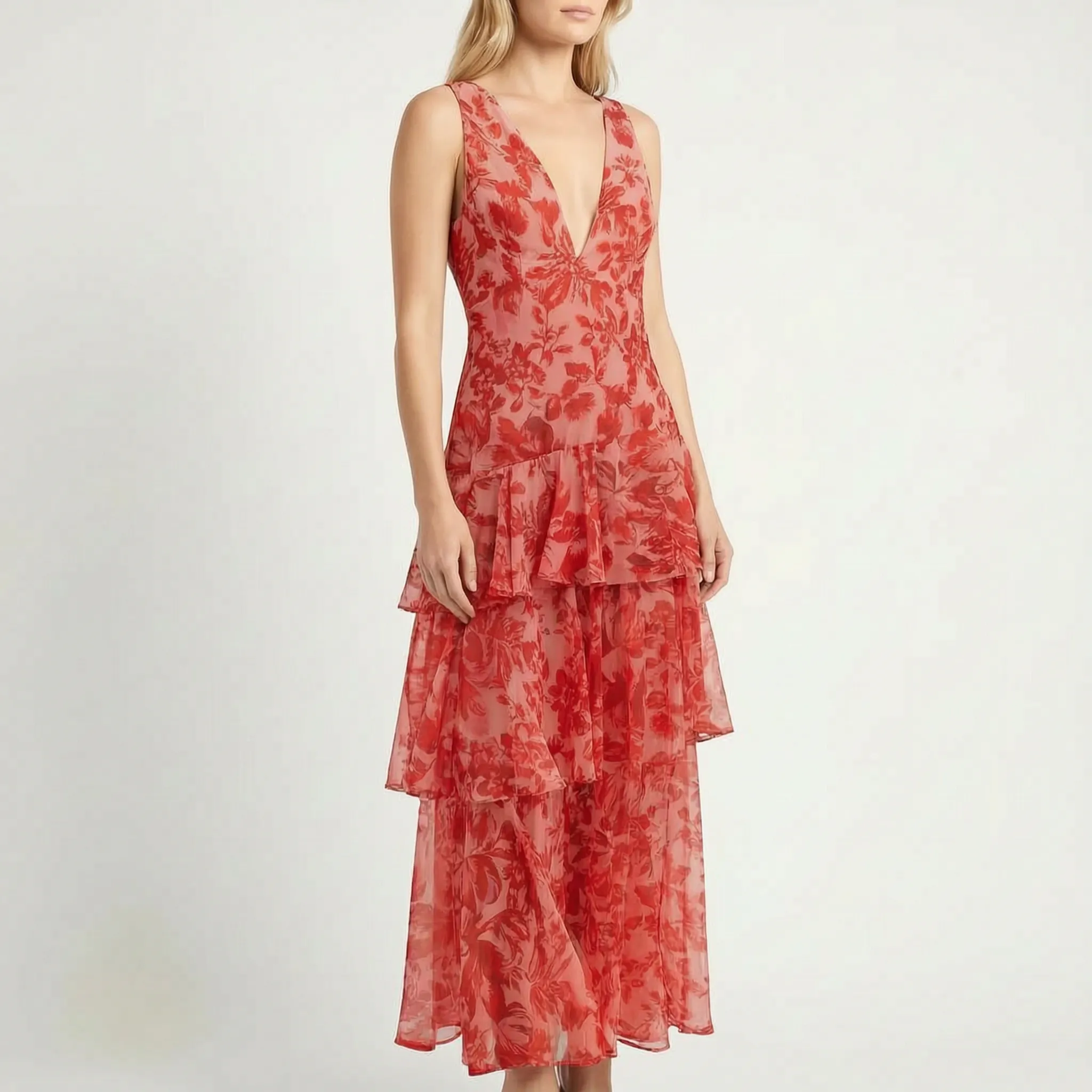 Ada  - Sleeveless Tiered Maxi Dress