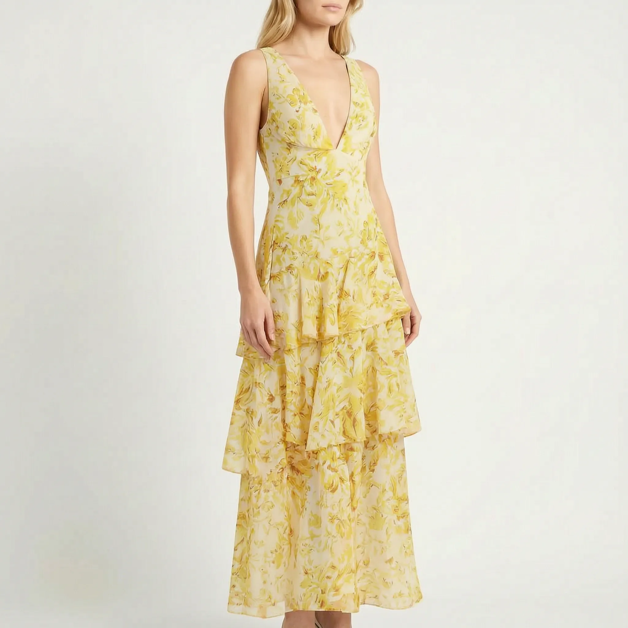 Ada  - Sleeveless Tiered Maxi Dress