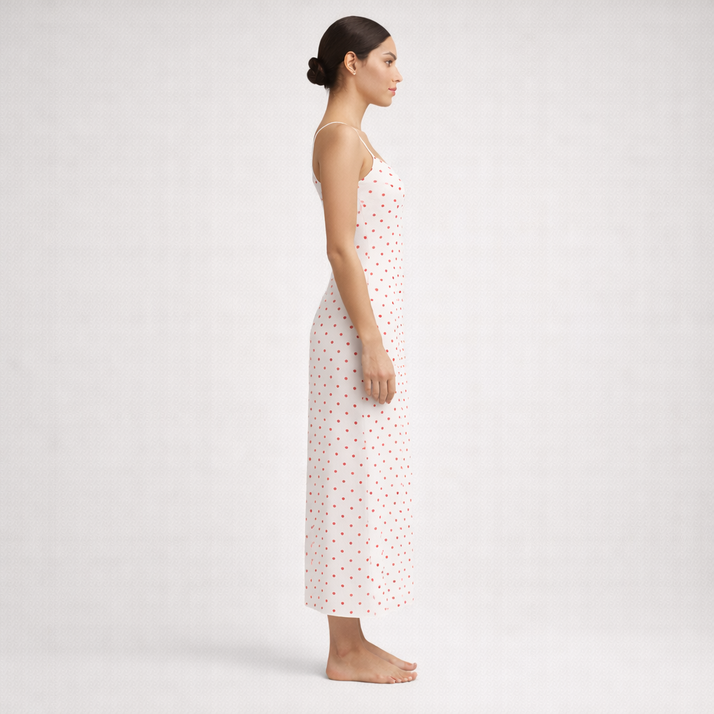 Dress Maxi white Red Dots