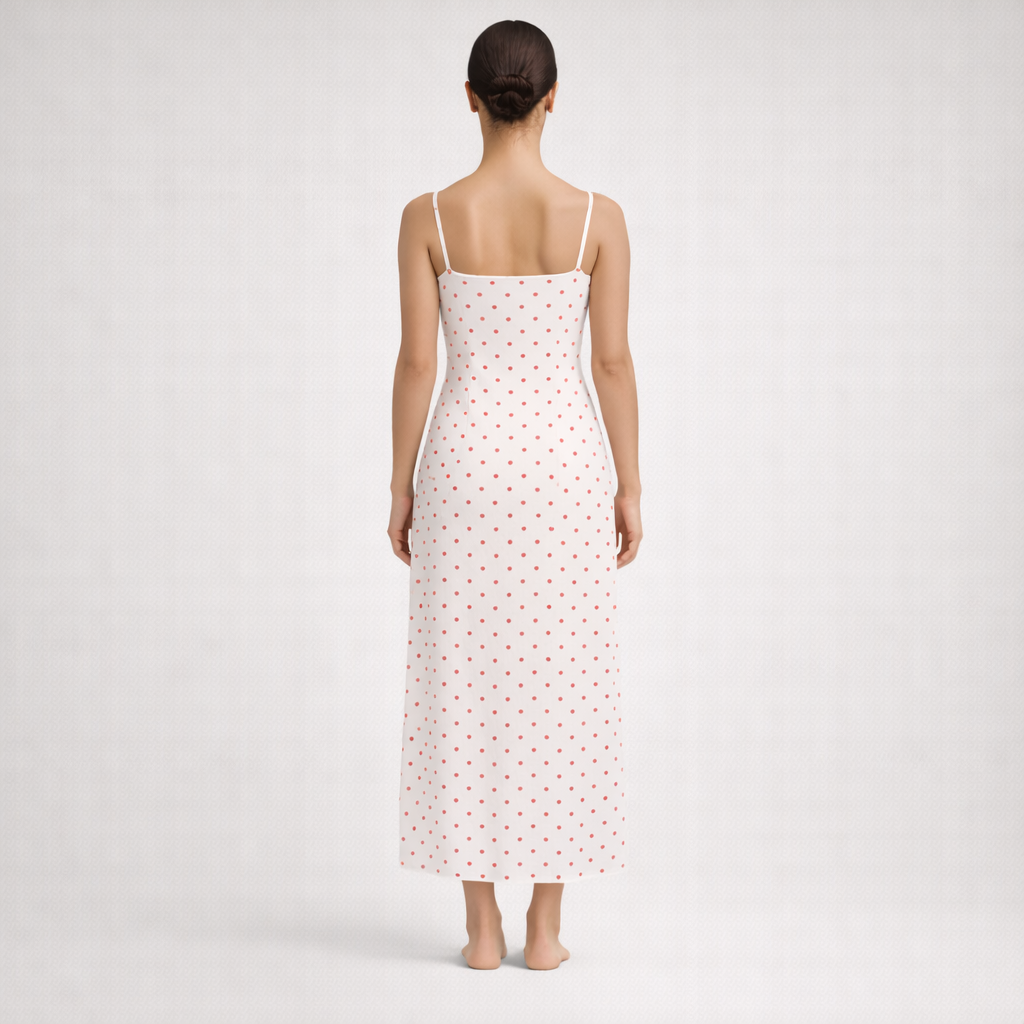 Dress Maxi white Red Dots
