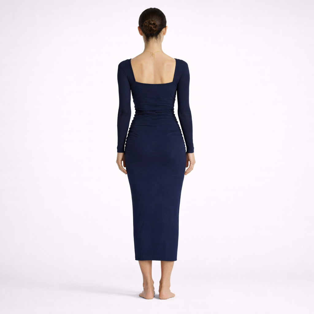 Dress Midi Sleeves Dark Blue