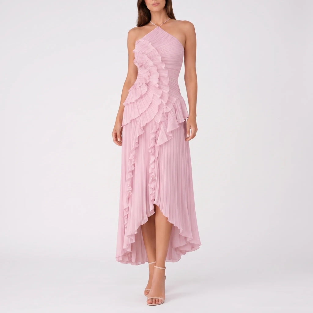 Janis  - Pleated Asymmetric Maxi Dress