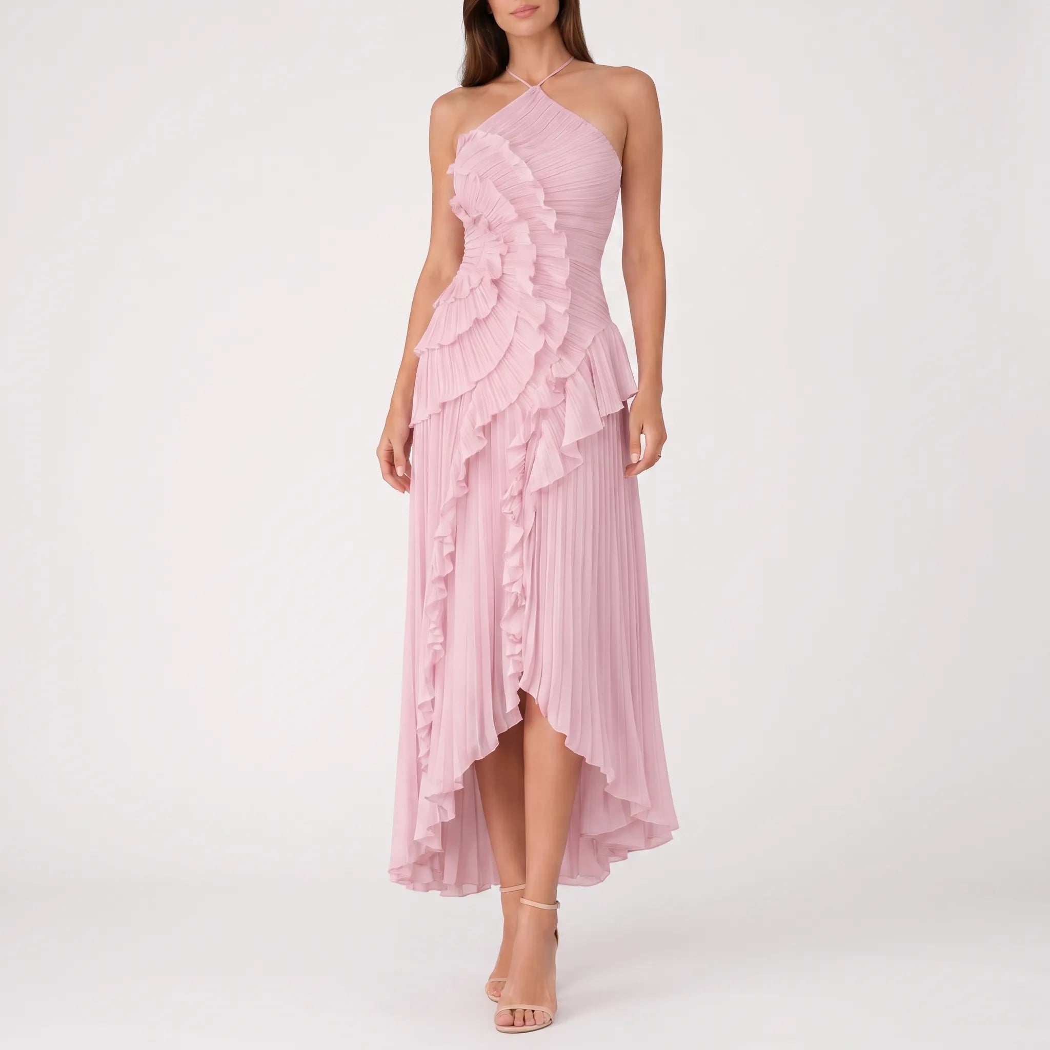 Janis  - Pleated Asymmetric Maxi Dress