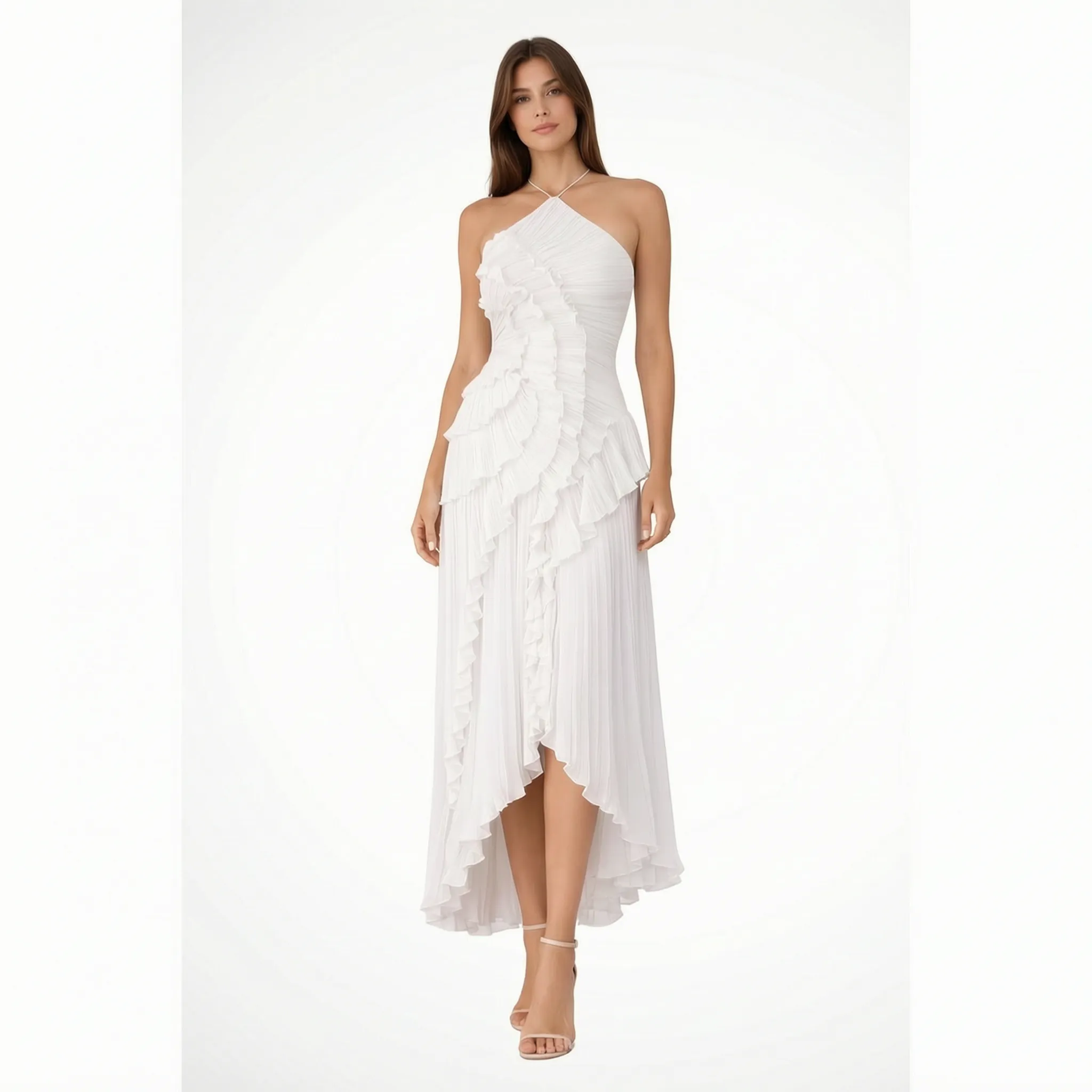 Janis  - Pleated Asymmetric Maxi Dress