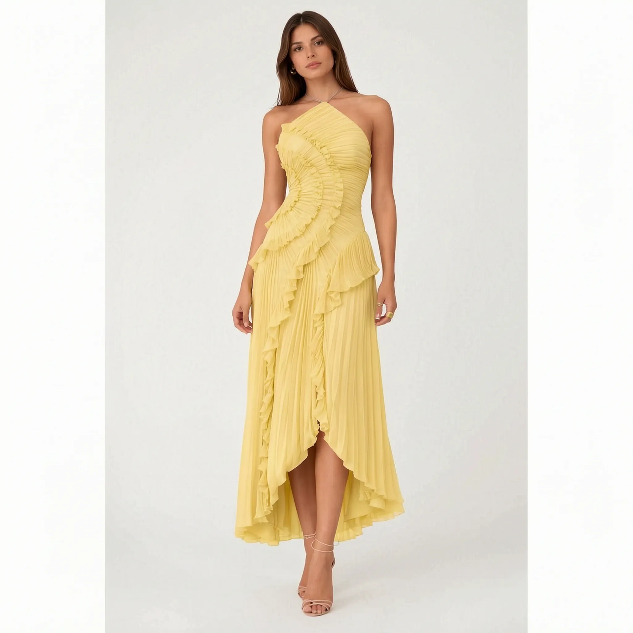 Janis  - Pleated Asymmetric Maxi Dress