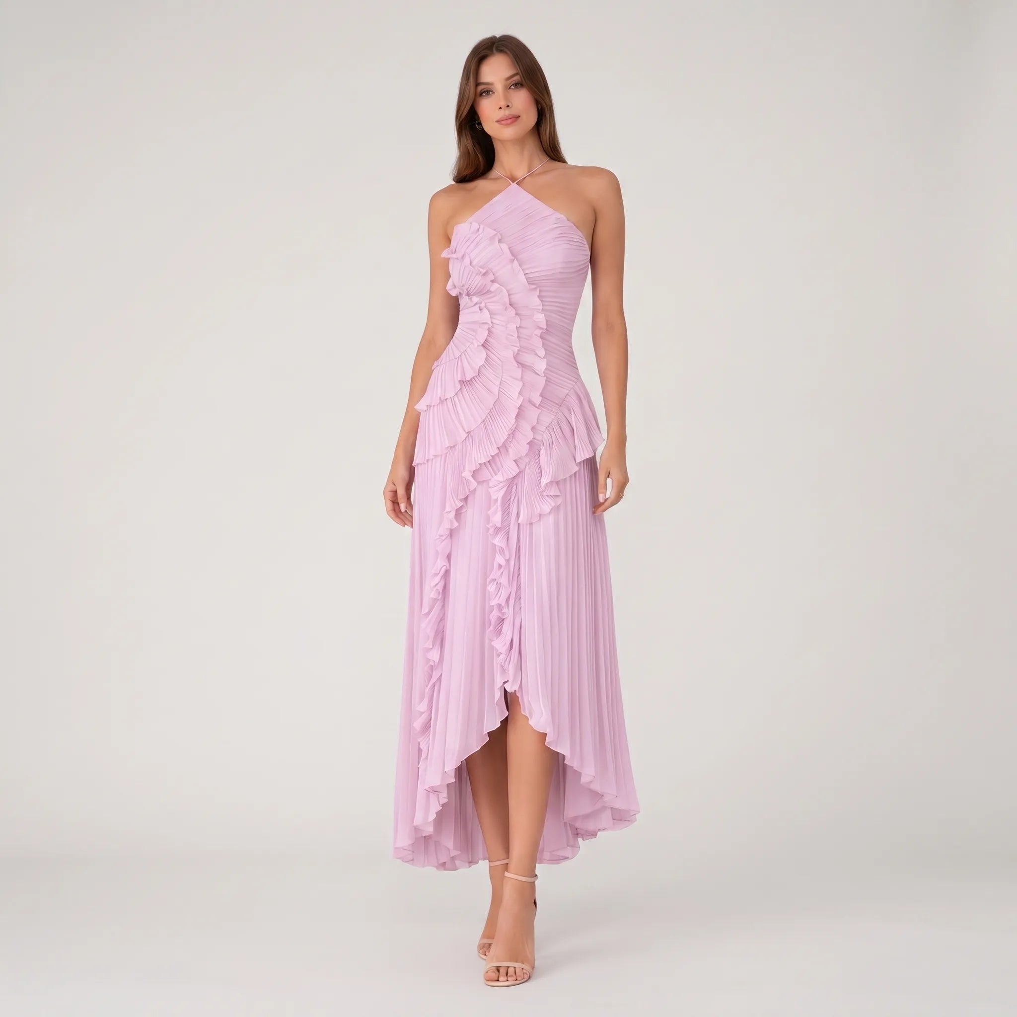 Janis  - Pleated Asymmetric Maxi Dress