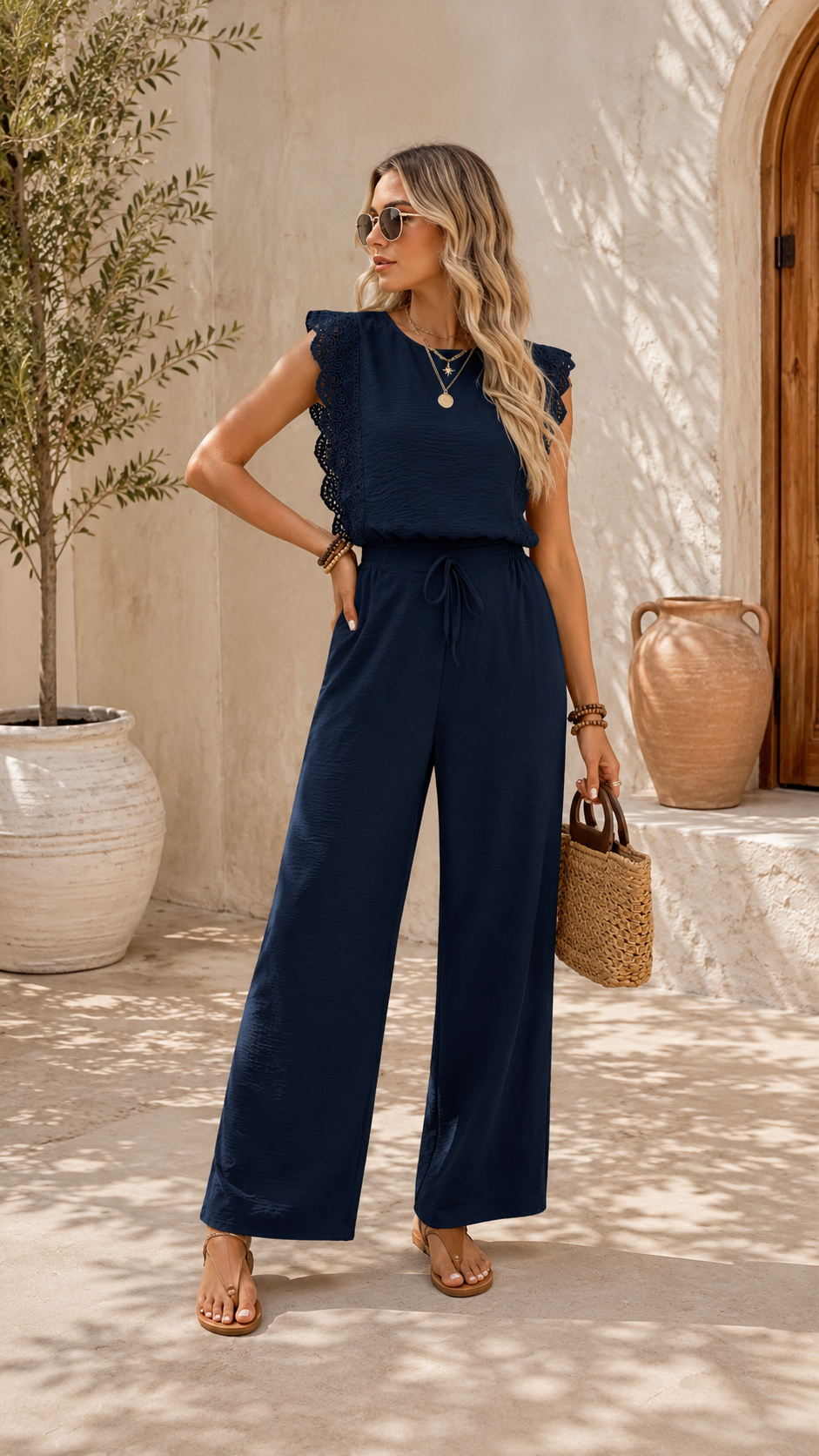 Julia - Lace Trim Wide-Leg Co-Ord Set