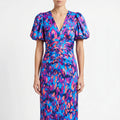 Tracey  - Abstract Print Puff Sleeve Midi Dress