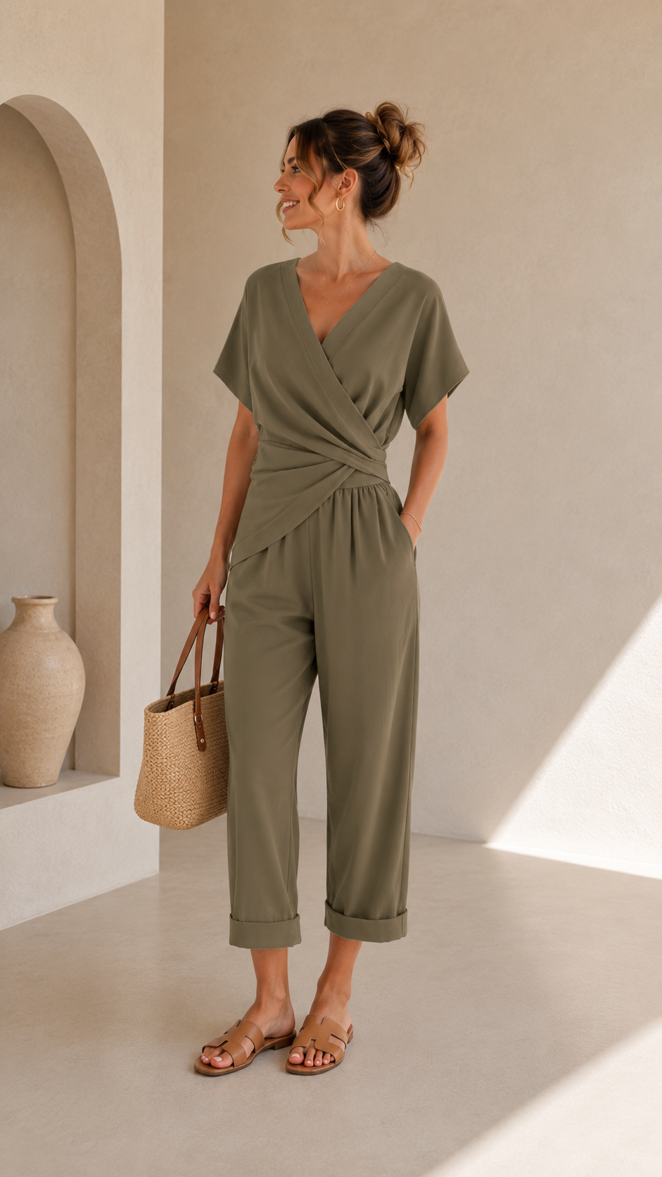 Judy - Wrap Top Co-Ord Set with Tailored Trousers