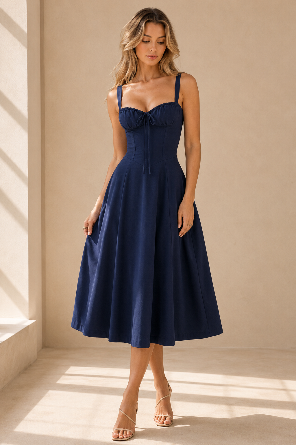 Romy - Floral Corset Midi Dress