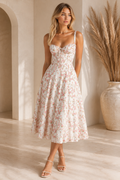 Romy - Floral Corset Midi Dress