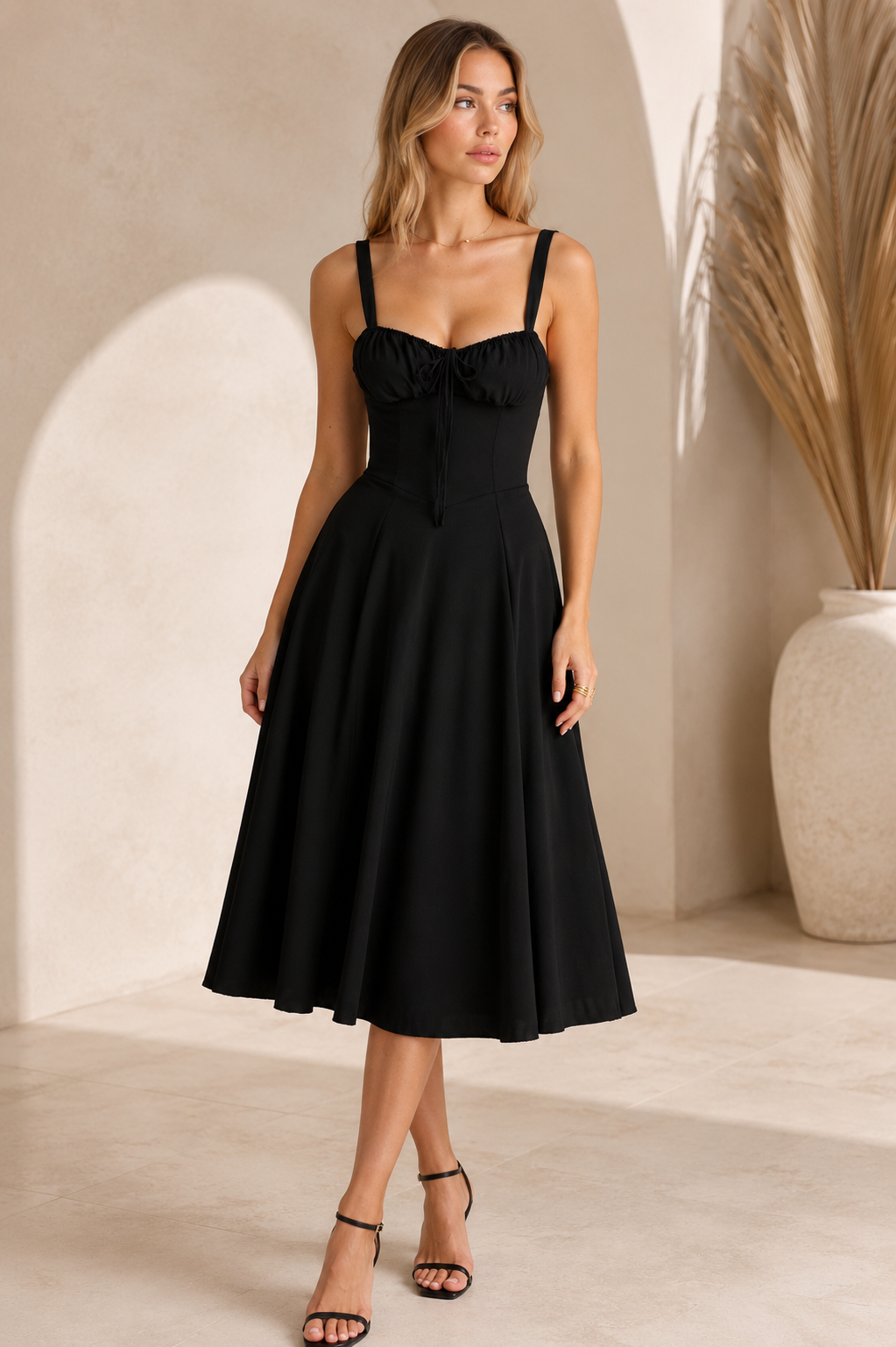 Romy - Floral Corset Midi Dress