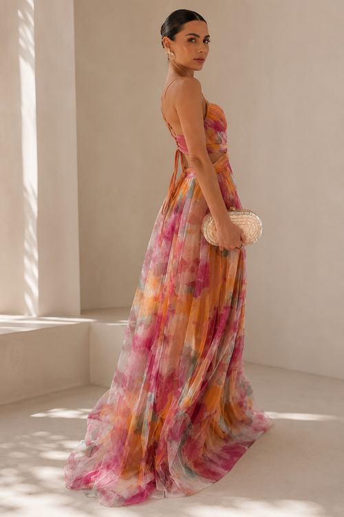 Anne - Watercolor Chiffon Evening Gown