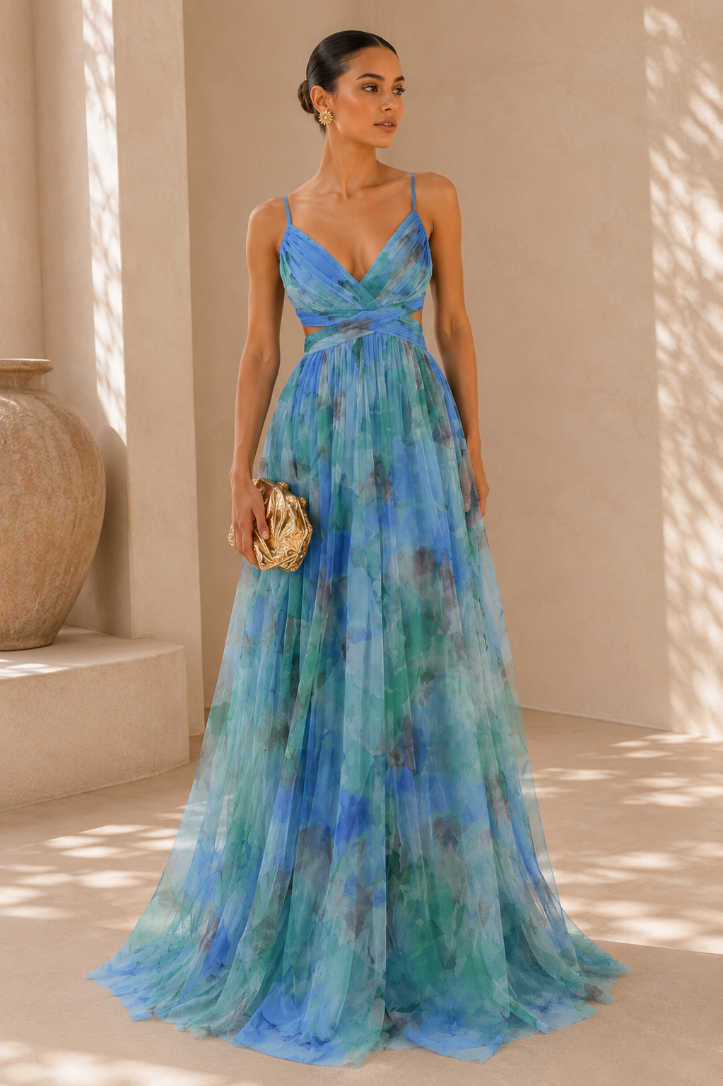 Anne - Watercolor Chiffon Evening Gown