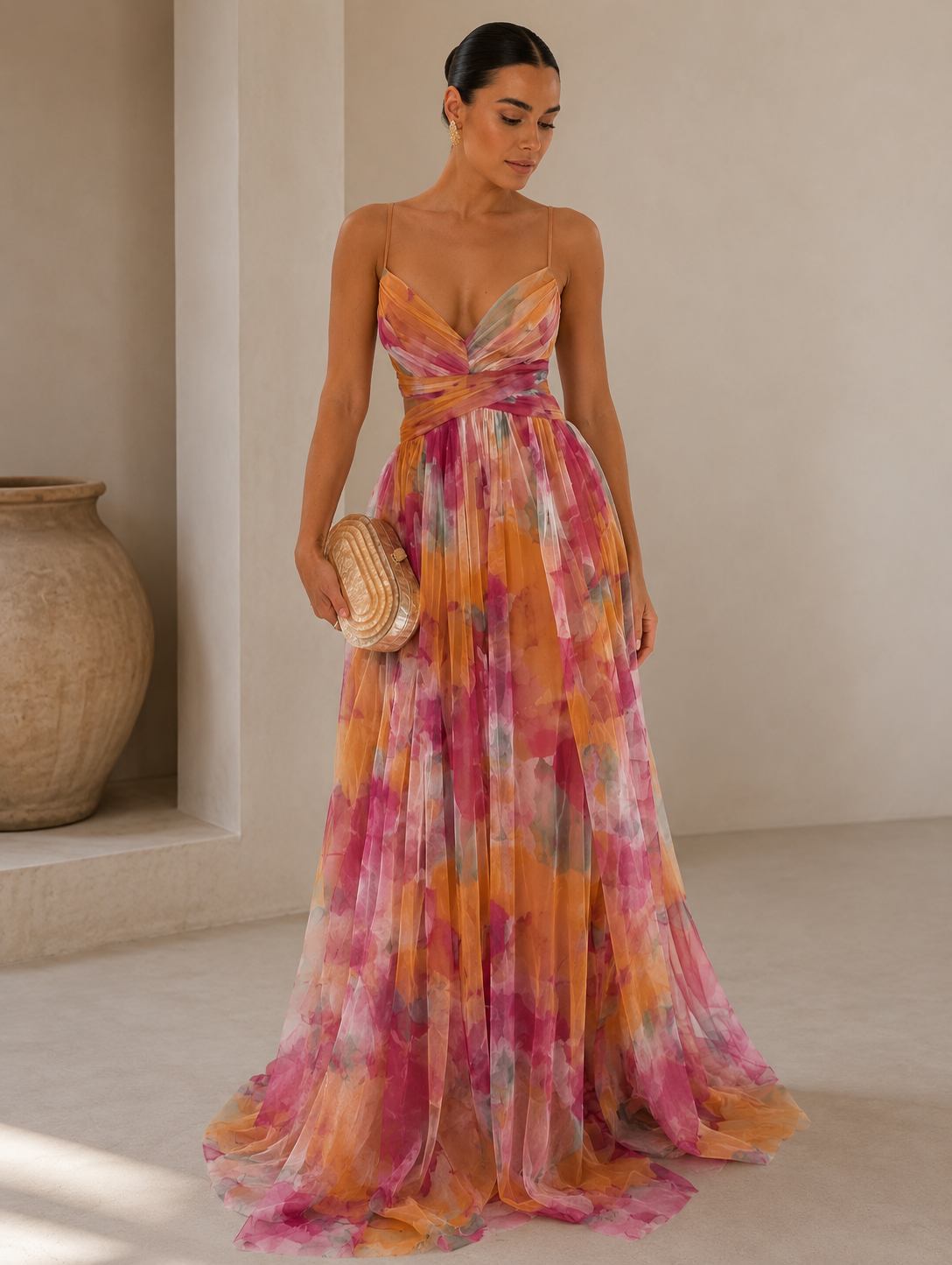 Anne - Watercolor Chiffon Evening Gown