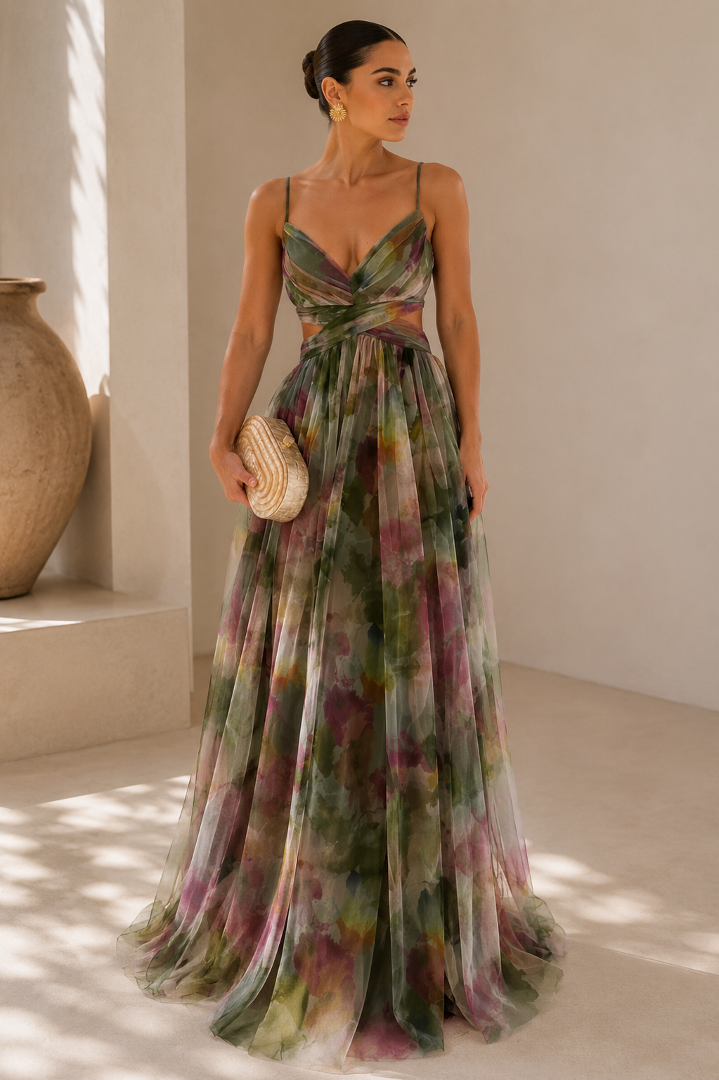 Anne - Watercolor Chiffon Evening Gown