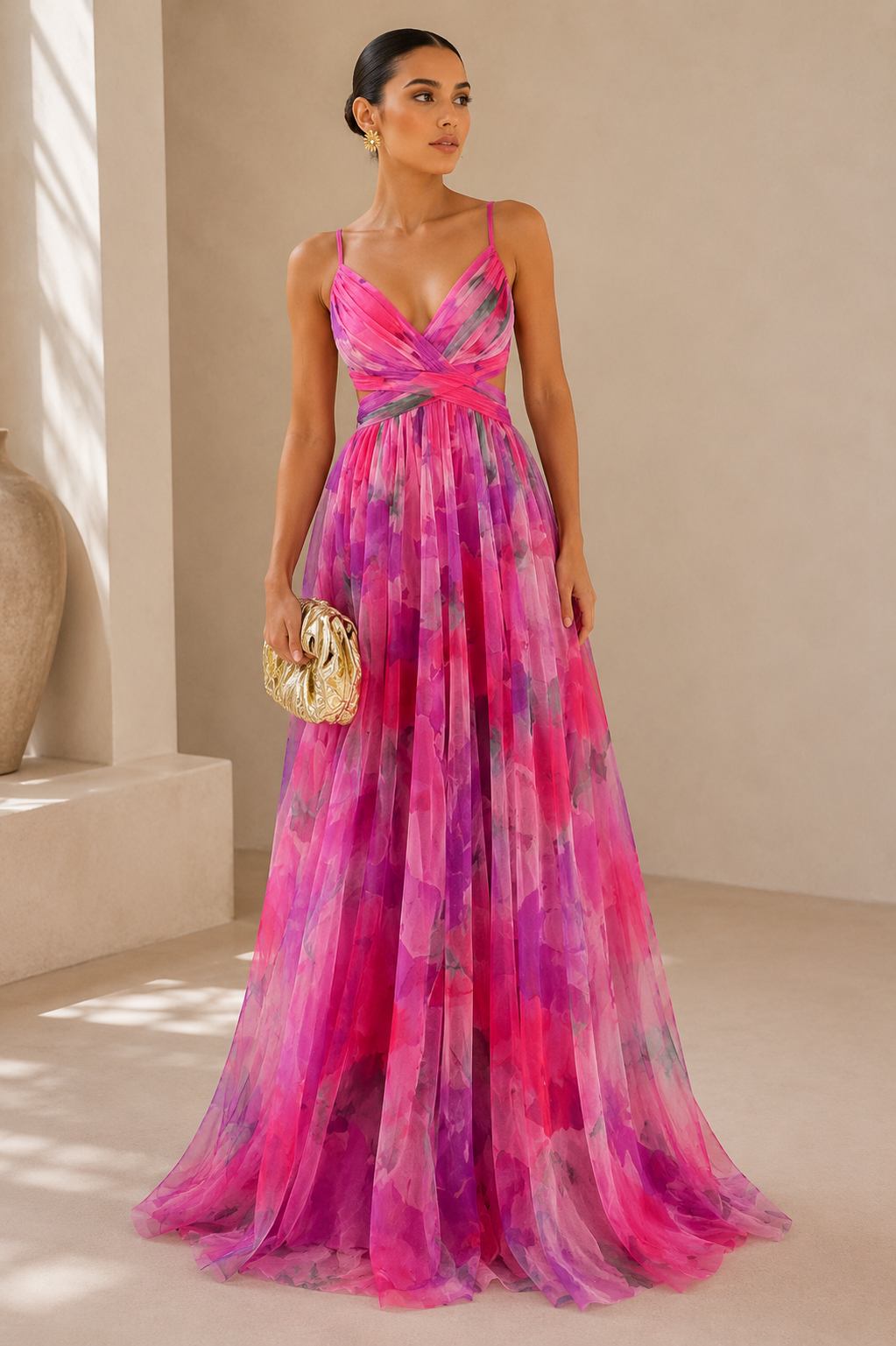 Anne - Watercolor Chiffon Evening Gown