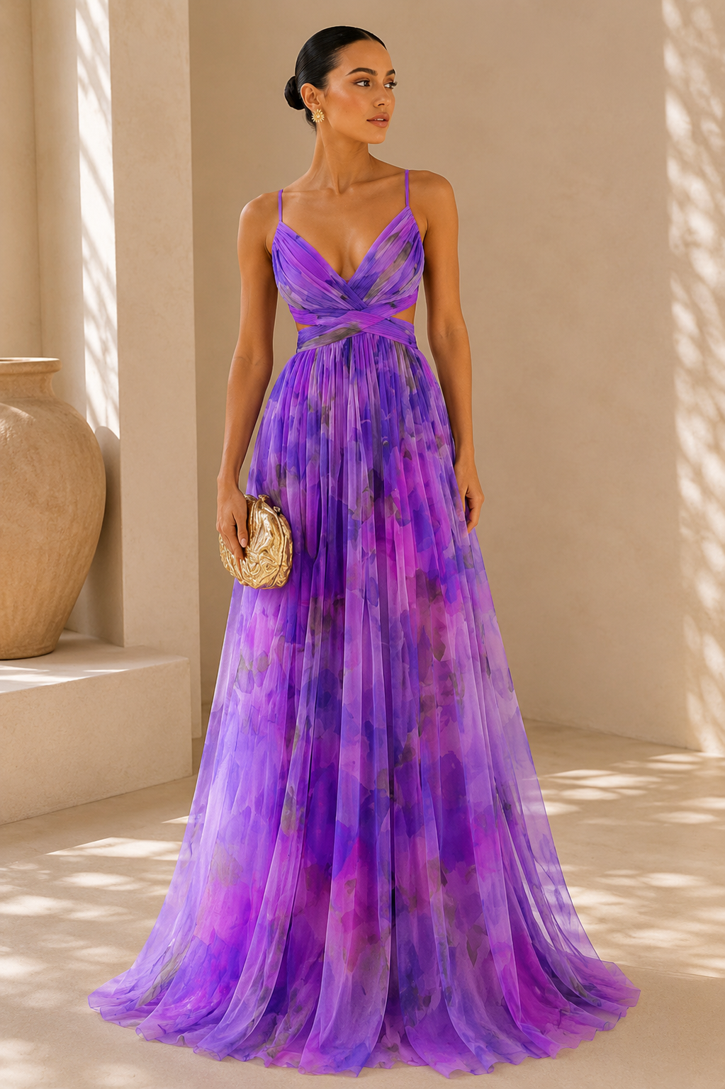 Anne - Watercolor Chiffon Evening Gown