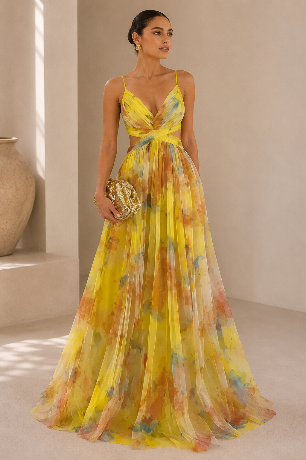 Anne - Watercolor Chiffon Evening Gown