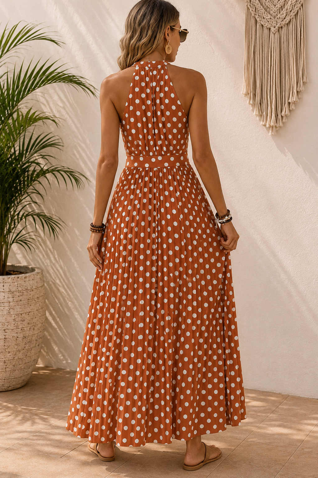 Sally - Dot Halter Maxi Dress