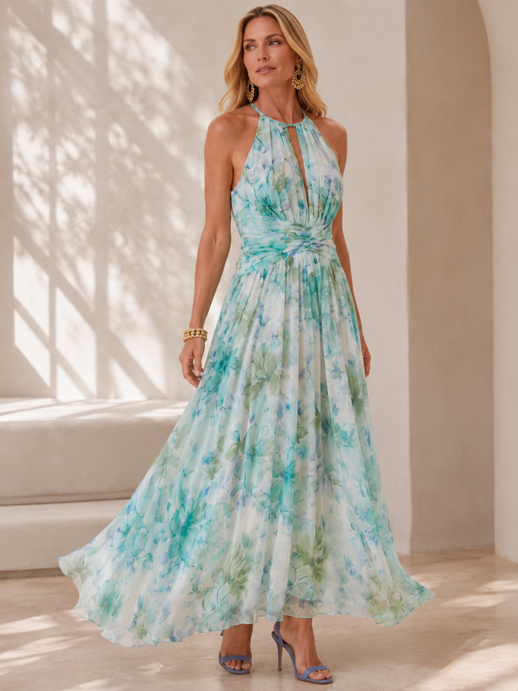 Julie - Floral Halter Maxi Dress