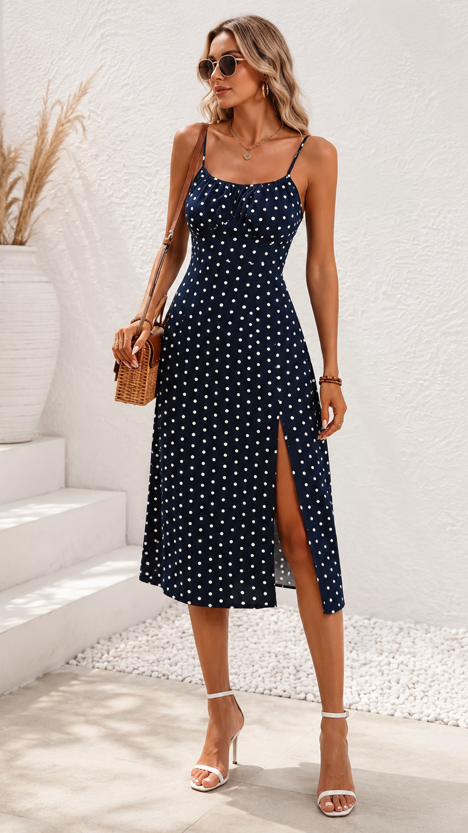 Jenny - Polka Dot Midi Slip Dress