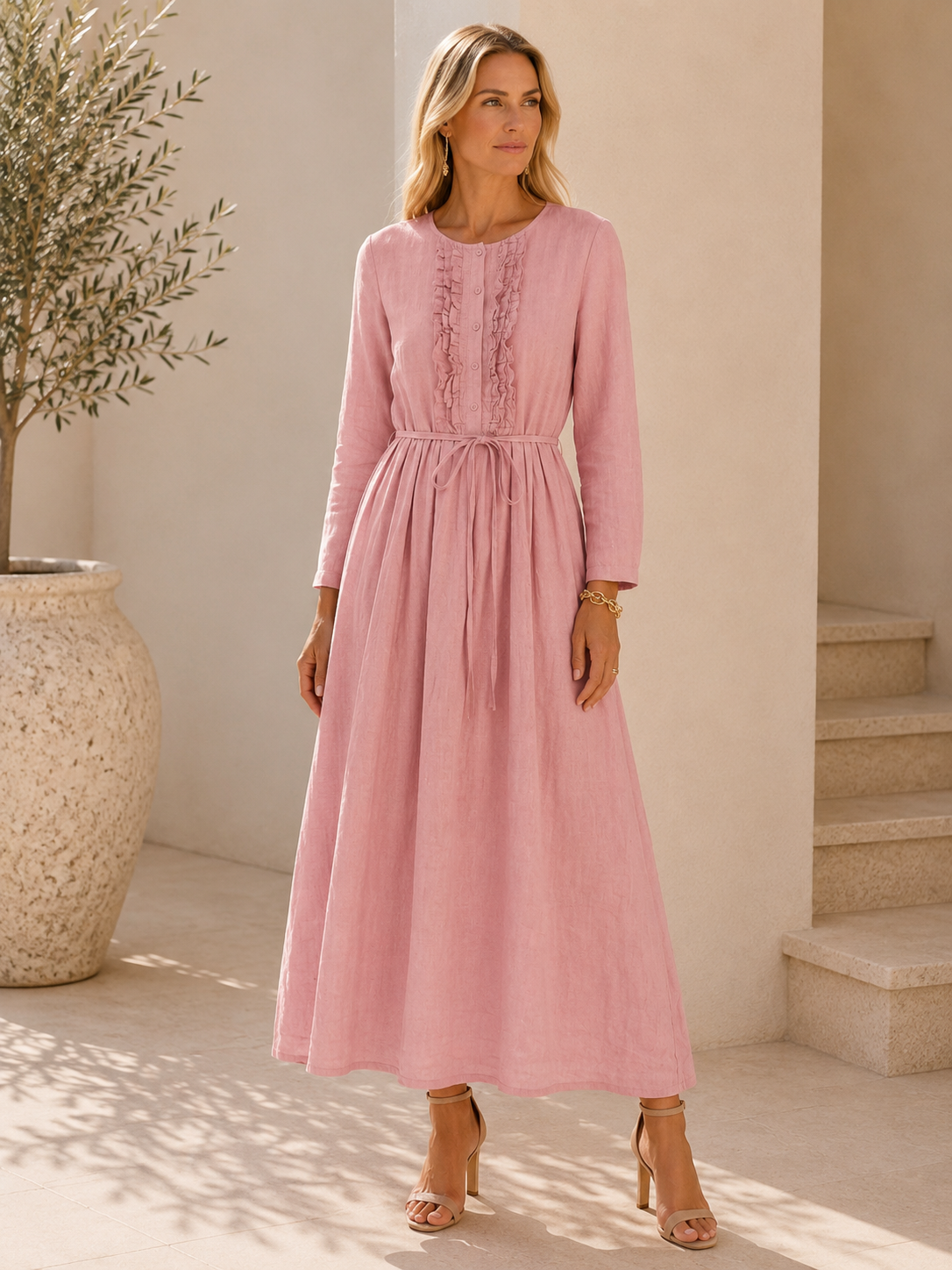 Lila - Boho Linen Maxi Dress