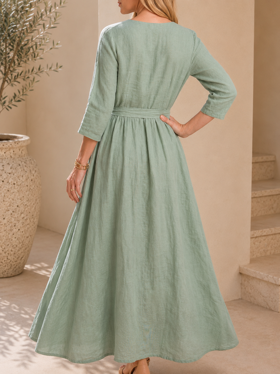 Lila - Boho Linen Maxi Dress