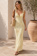 Joan - Floral Ruffle Slip Maxi