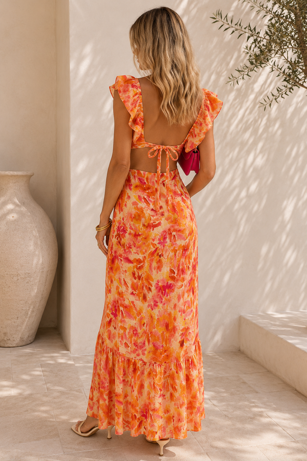 Celeste - Ruffle Cutout Summer Maxi Dress