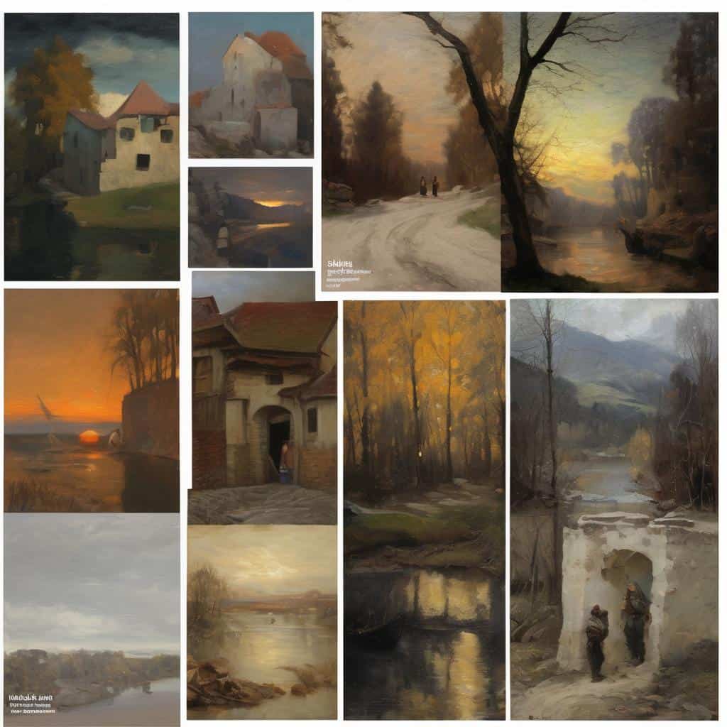 Οθόνες με ιστορικά πορτρέτα και τοπιογραφίες ζωγράφων, με έμφαση στην παράδοση και την ιστορία της τέχνης, αναδεικνύοντας τους ζωγράφους τους και το έργο τους.