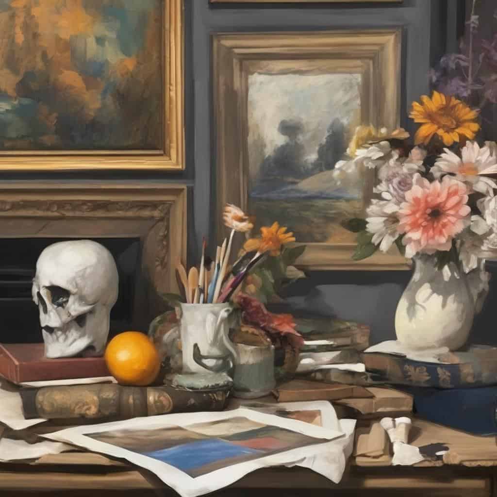 Ανθρώπινο πορτρέτο και ζωγραφικά έργα με ιστορική αξία, διακοσμημένα σε καμβά και τάξη.